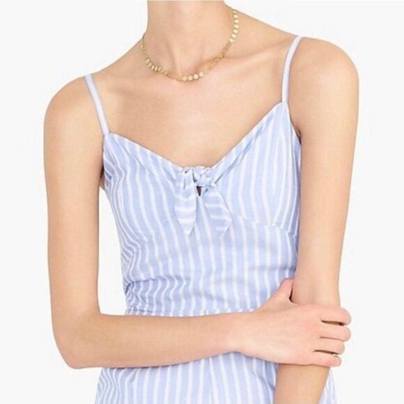 J.Crew Womens Jumpsuit Blue 14 Plus-Size Sleeveless Striped NEW Lined - Picture 4 of 11